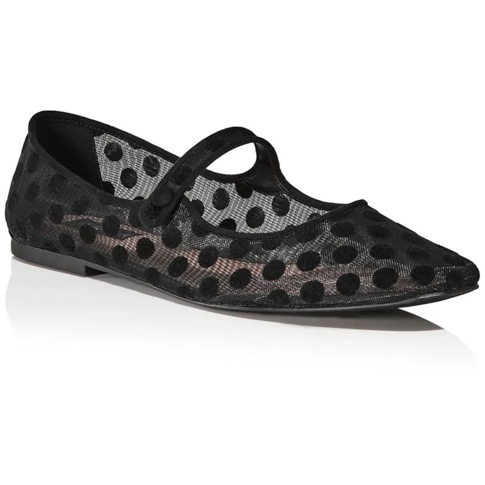 Aqua Womens AMORE Black Mesh Strap com Ballet Flats Imperfections